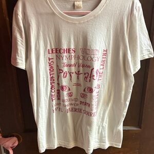 White T-Shirt with Pink Graphic Print
